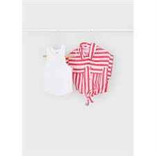 Red Stripe Blouse + White Tank