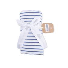 Navy & White Stripe Swaddle Blanket 45"x45"