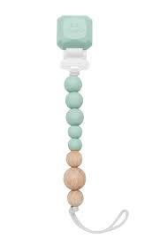 Colour Pop Silicone & Wood Pacifier Clip