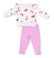 Best Friends Dogs Pink French Terry Ruffle Sweatshirt + Leggings