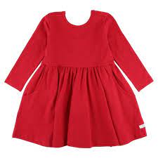 Red Knit Long Sleeve Twirl Dress