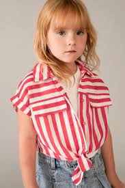 Red Stripe Blouse + White Tank