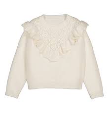 Ivory V-neck Ruffle Sweater