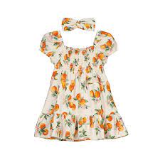 Orange Print Dress w/