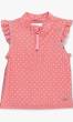 Bubblegum Pink Micro Dot Sleeveless Zip Ruffle Active Top