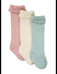 Soft Mauve, Ivory & Cloud Blue Knee Hight Socks