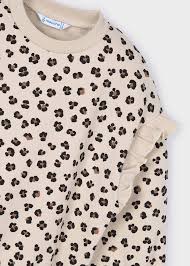 Ruffle Sleeve Leopard Sweatshirt