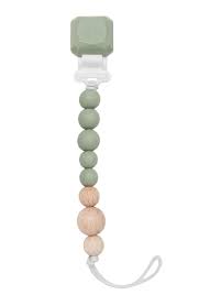 Colour Pop Silicone & Wood Pacifier Clip