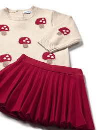 Mushroom Sweater + Pleated Skirt Set
