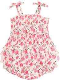 English Roses Smocked Tie Knit Bubble Romper