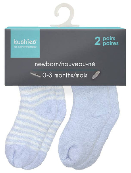 Kushies Baby - Baby Socks Terry - Pack Of 2 Blue 0-3M