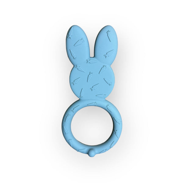 Three Hearts Modern Teething Accessories - All Silicone Bunny Teething Ring: Slate
