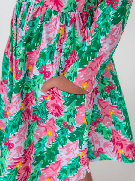 RuffleButts + RuggedButts - Girls Pink Jolly Grove Knit Long Sleeve Twirl Dress
: Pink / 5