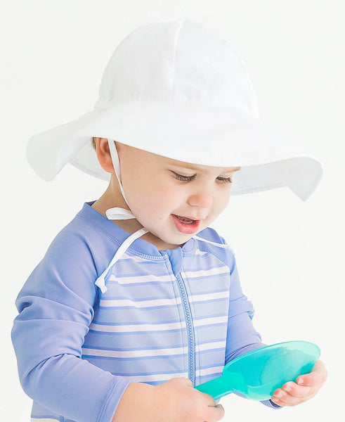 RuffleButts + RuggedButts - Kids White Sun Protective Hat: 12-24m