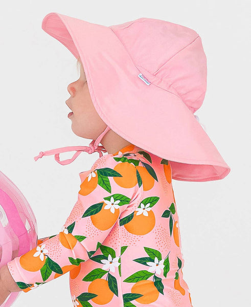 RuffleButts + RuggedButts - Kids Pink Sun Protective Hat: 6-12m