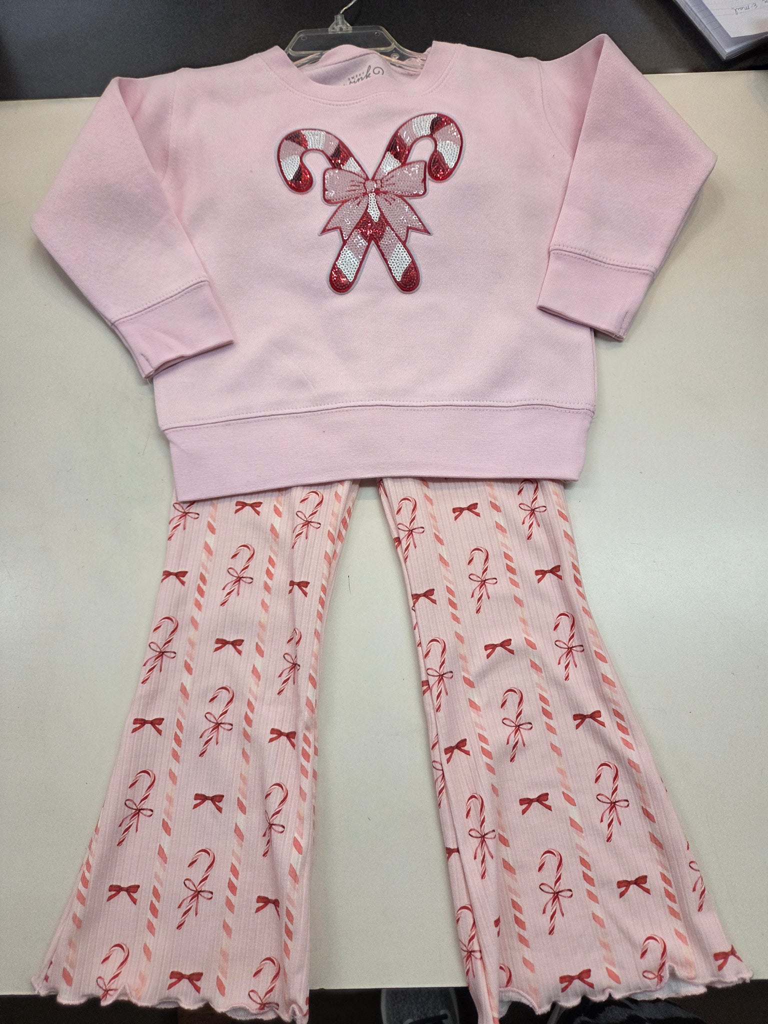 Candy Cane Sweatshirt + Flared Legging Set