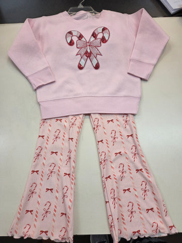 Candy Cane Sweatshirt + Flared Legging Set