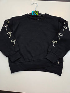 Black Sweatshirt w/Gold Foil Bows on Sleeve