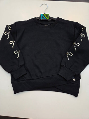 Black Sweatshirt w/Gold Foil Bows on Sleeve