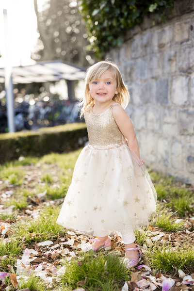 Golden Glam Party Dress, 3/4 year