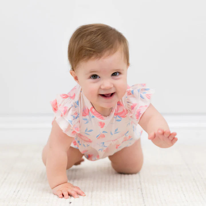 Pink Peony Ruffle Romper