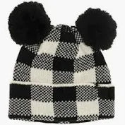Baby Buffalo Plaid Double Black Pom
