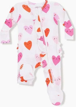 Happy Hearts Ruffle 2-way Zipper Footie