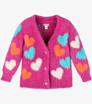 Jumbo Hearts Boucle Cardigan