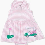 Pink Striped Golf Polo Tennis Dress
