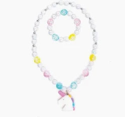 White Unicorn Necklace & Bracelet Set