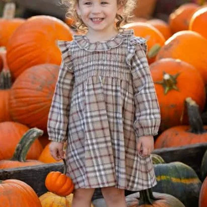 Chestnut Plaid Smocked Dress