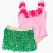Light Pink Hula Swimsuit & Hula Skirt