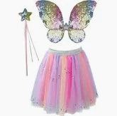Rainbow Sequins Skirt with Wings & Wand