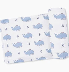 Bubbly Whales Swaddle Blanket-pink or blue