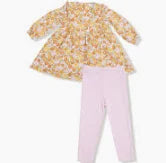 Sweet Amber Floral Ruffle Dress + Legging Set