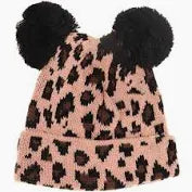 Baby Leopard Double Pom Beanie