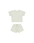 Mint Stripe Waffle Tee + Short Set