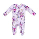 Dahlia Floral Ruffle Back Zip Footie