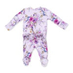 Dahlia Floral Ruffle Back Zip Footie