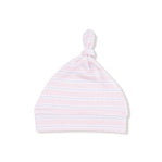 Pink Multi Stripe Ribbed Knit Knotted Hat