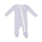 Blue Vintage Stripe Zip Footie