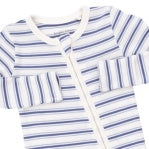 Blue Vintage Stripe Zip Footie