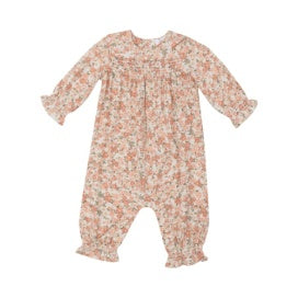 Sweet Rose Calico Smocked Romper- 3/6 month