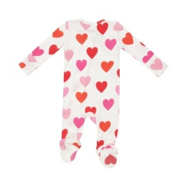 Big Hearts Rib Zipper Footie