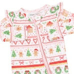 Gingerbread Fair Isle Pink Ruffle Sleeve Footie