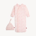 Pink Herds of a Feather Magnetic Me Gown + Hat Set-Newborn