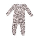 Leopard Ruffle Rib Modal Zip Footie