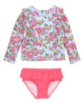 Cheerful Blossoms Princess Seam Ruffle Rash Guard 2 pc. Swimsuit