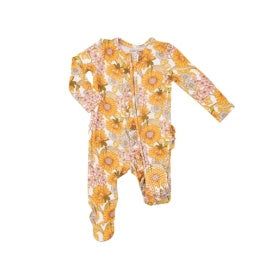 Sunflower Child Ruffle Zip Footie