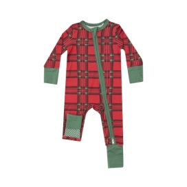 Vintage Holiday Plaid 2 way Zipper Romper